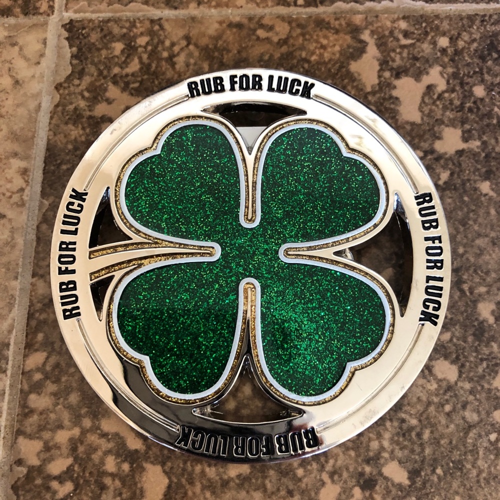 Irish Clover “Rub For Luck” Belt Buckle - NWT